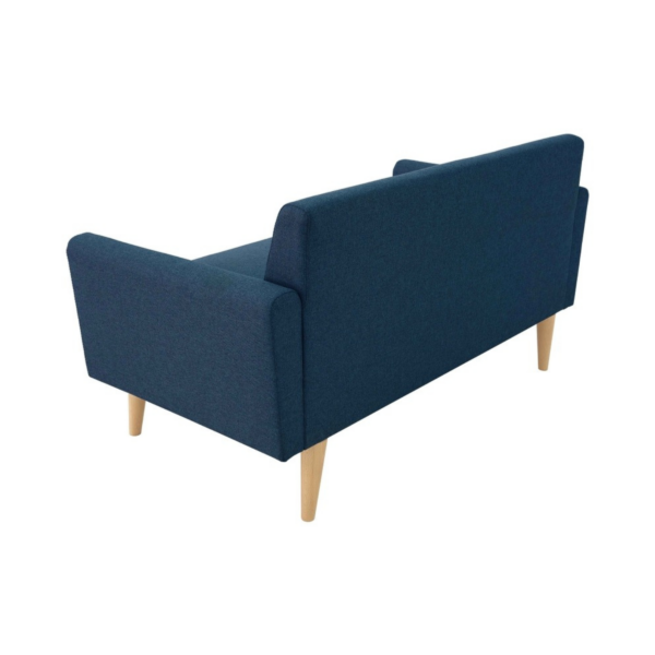 Canapé droit fixe 2 places tissu bleu