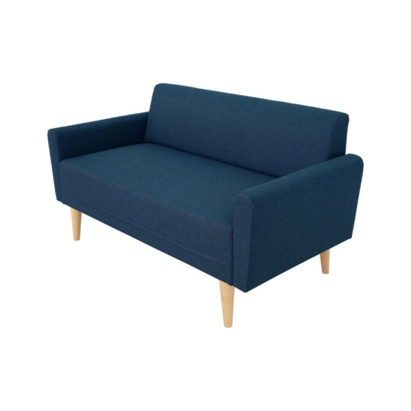 Canapé droit fixe 2 places tissu bleu