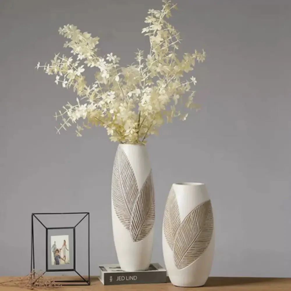 Grand Vase Blanc Décoratif 45cm