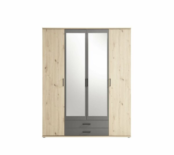 Armoire_avec_penderie_et_tiroirs_ARTY_imitation_ch_ne_et_gris Armoire avec penderie et tiroirs ARTY imitation chêne et gris