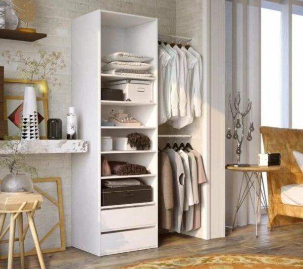 Kit_Dressing_1_Colonne_2_Penderies_Et_2_Tiroirs_-_Blanc_-_L_117_X_P_48_X_H_200 Kit Dressing 1 Colonne 2 Penderies Et 2 Tiroirs - Blanc - L 117 X P 48 X H 200