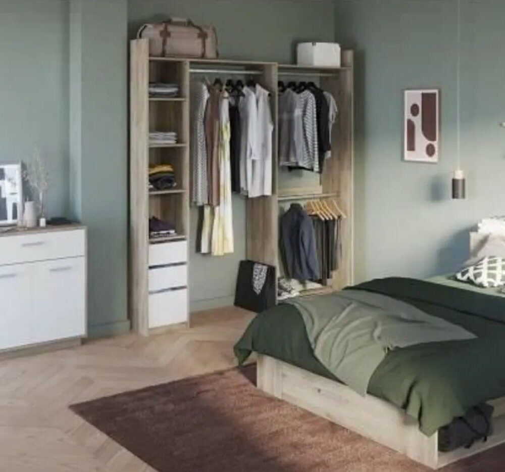 Kit_Dressing_Extensible_D_angle_-_D_cor_Ch_ne_Kronberg_Et_Blanc_-_L203.8xp43.9xh218.3_Cm_-_Swing Kit Dressing Extensible D'angle - Décor Chêne Kronberg Et Blanc - L203.8xp43.9xh218.3 Cm - Swing