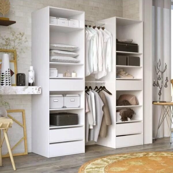 Kit_dressing_2_colonnes_2_penderies_6_tiroirs_-_D_cor_blanc_-_L_177_x_P_48_H_200_2_cm_-_Combi Kit dressing 2 colonnes + 2 penderies + 6 tiroirs - Décor blanc - L 177 x P 48 H 200,2 cm - Combi