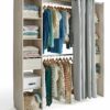 Kit dressing 2 colonnes avec rideau Komet décor chêne grisé H. 200 x L. 180 x P. 50 cm