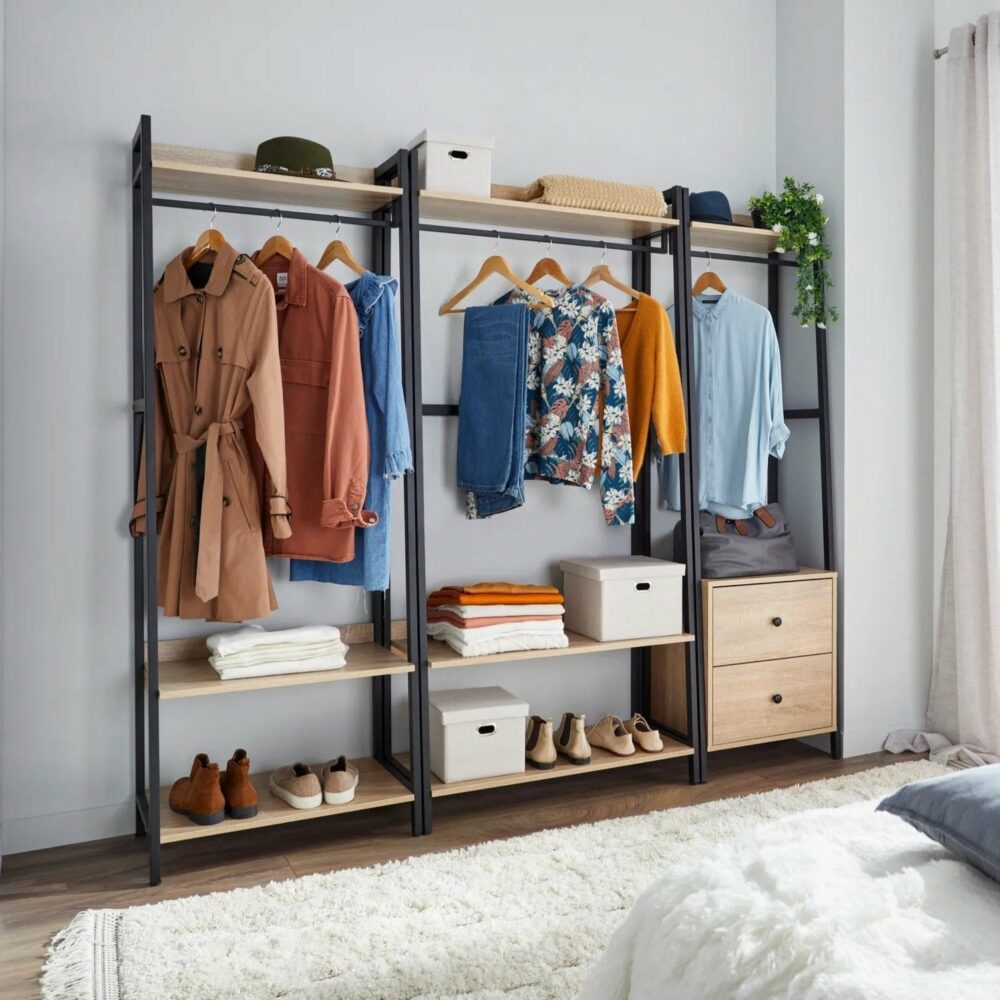 Kit dressing 2 tiroirs L.52 cm BONO imitation chêne et noir