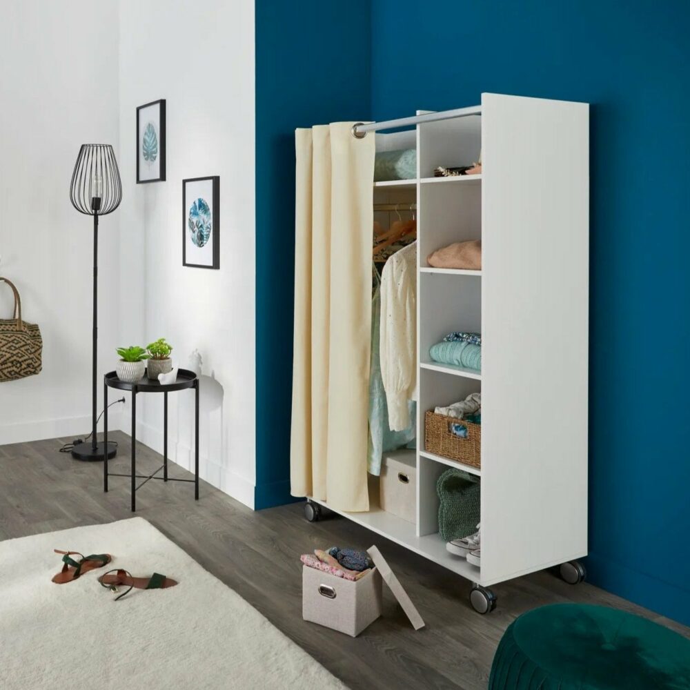 Kit dressing avec rideau L.100 cm MOVE blanc