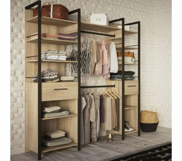 telechargement_0aac47f2-726c-4a3d-8bbf-91524f680928 Aménagement Dressing Extensible Chêne/noir - Gari - L 140/179 X L 48 X H 207 Cm