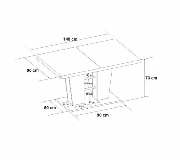 Table extensible L.140 à 180 cm LEXIE imitation chêne et noir
