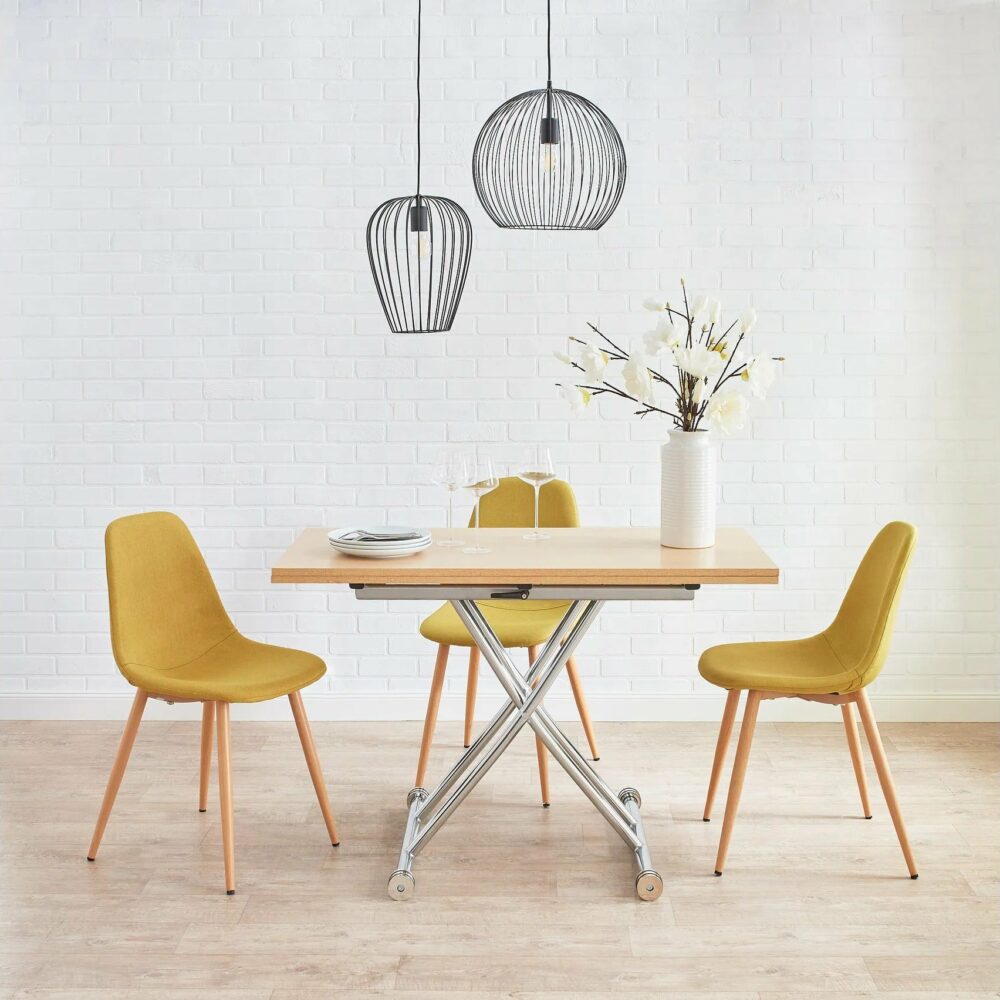 Table relevable 2 en 1 LILIAN Imitation chêne