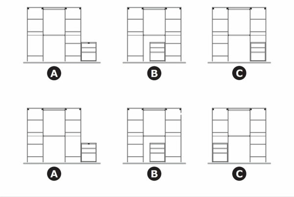 Kit dressing 2 colonnes avec bloc tiroirs Mobil blanc H. 199,4 x l. 200 x P. 40,4 cm