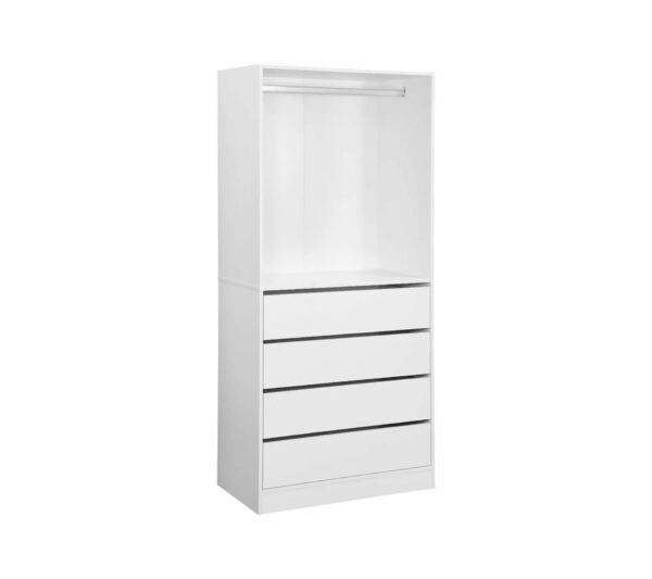 Module Dressing Avec 4 Tiroirs Et 1 Penderie Blanc. Panneaux Stratifiés