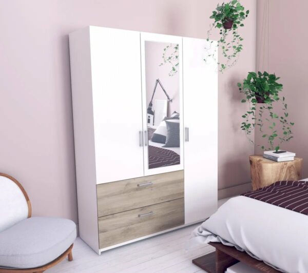 telechargement_1_6c4d4ffe-b642-4101-9223-49853f24064b Armoire 3 portes 2 tiroirs L.134 cm READY imitation chêne kronberg et blanc