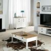 Meuble TV L.110 cm MAYA Bois massif blanc