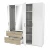 Armoire 4 portes 2 tiroirs L.179 cm READY imitation chêne kronberg et blanc