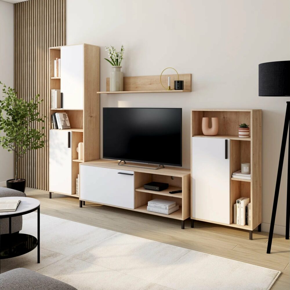 telechargement_1_d68a06f3-e6ae-4d9c-a286-f2e87085d3e5 Ensemble meuble TV CANTAL (4 éléments) imitation chêne et blanc