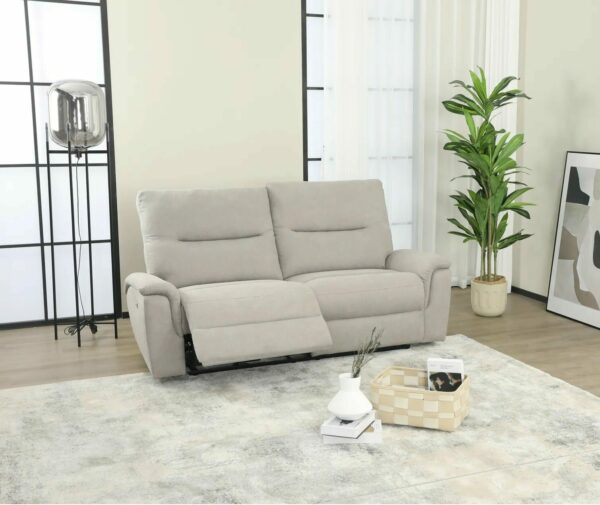 Canapé 3 places relax électrique ATOW tissu gris clair