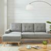 Canapé d'angle gauche SUNNY tissu Gris clair