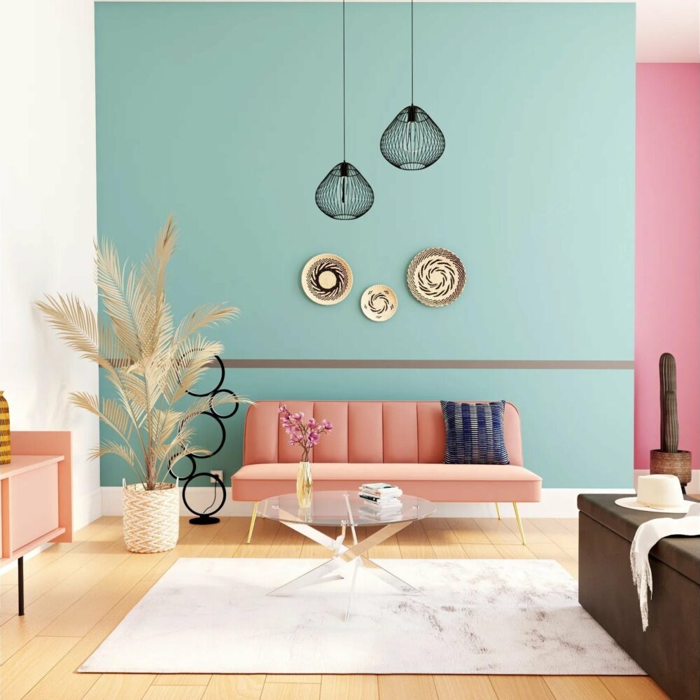 Banquette 3 places convertible LILY en velour rose