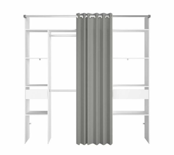 telechargement_2_423c20bb-1928-44d4-ac70-0f54bead8d62 Dressing Avec Rideau - 2 Tiroirs Et 2 Colonnes - Décor Blanc - L 198 X P 40 X H 203 Cm - Artic