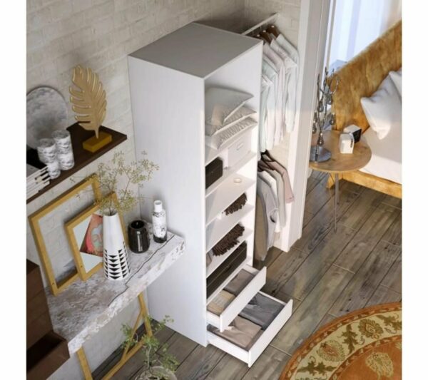 telechargement_2_96abc127-7da2-442f-bab3-72c2c17c1266 Kit Dressing 1 Colonne 2 Penderies Et 2 Tiroirs - Blanc - L 117 X P 48 X H 200