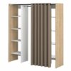 Dressing Tom Chêne Naturel Et Rideau Taupe Deux Colonnes 185,3 X 182