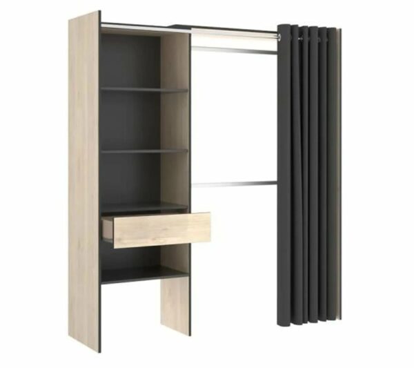 telechargement_2_e8bdee1f-5b85-489a-860e-f565bad79a63 Armoire Dressing Extensible Avec Rideau + 1 Tiroir - L. 110-160 X H. 203 X P. 50 Cm