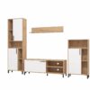 Ensemble meuble TV CANTAL (4 éléments) imitation chêne et blanc