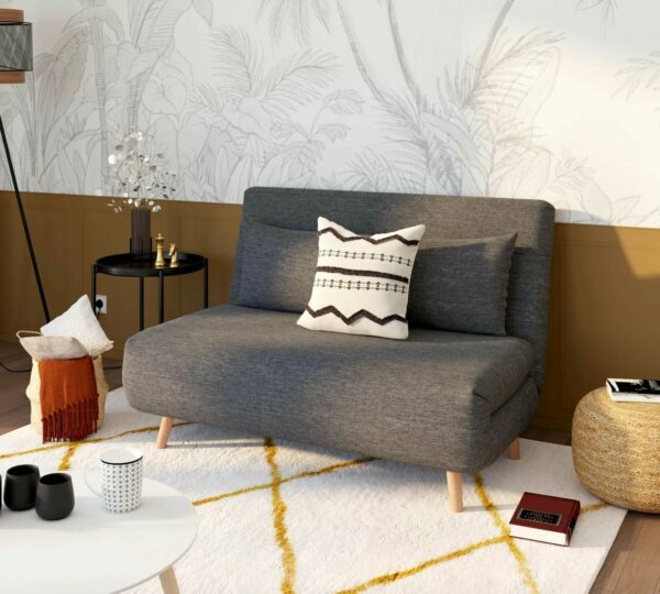 Canapé 2 places convertible IGLOO tissu gris