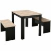 Ensemble table à manger et 2 bancs PASTA noir et imitation chêne