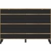 Commode 6 tiroirs OTTAWA imitation Chêne et noir