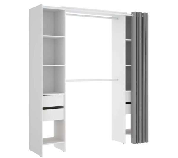 telechargement_3_6b4f692a-903c-4d90-bae8-ec47921fd10a Armoire Dressing Extensible Avec Rideau + 4 Tiroirs Coloris Blanc - L. 100-180 X H. 203 X P. 50 Cm
