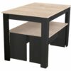 Ensemble table à manger et 2 bancs PASTA noir et imitation chêne