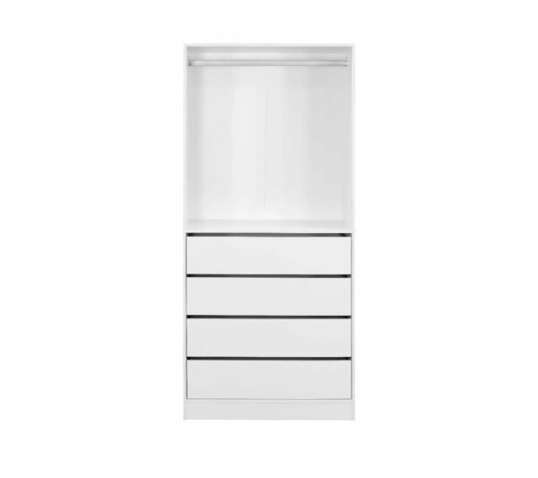 Module Dressing Avec 4 Tiroirs Et 1 Penderie Blanc. Panneaux Stratifiés