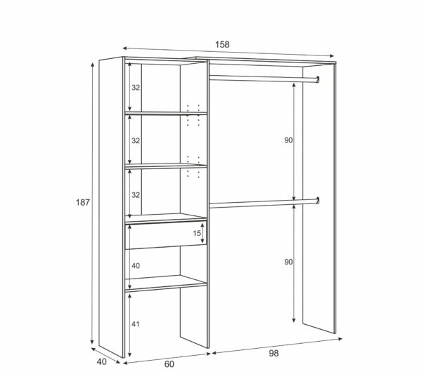 Armoire dressing CAMILA imitation Chêne et blanc