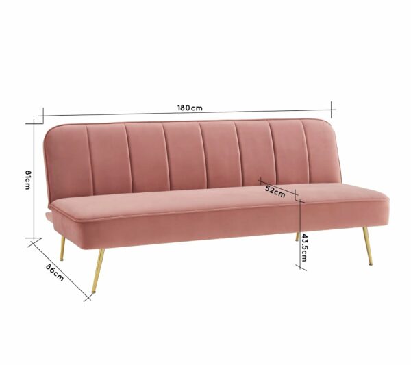 Banquette 3 places convertible LILY en velour rose