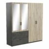 Armoire 4 portes 2 tiroirs L.179 cm READY imitation chêne kronberg et ardoise