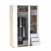 Armoire ZOA 3 tiroirs et 3 portes Blanc et chêne