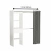 Armoire dressing extensible MOKA Blanc perle et rideau gris