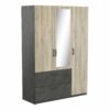 Armoire 3 portes 2 tiroirs L.134 cm READY imitation chêne kronberg et ardoise