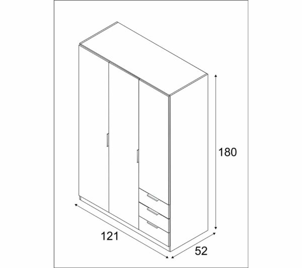 Armoire 3 portes + 3 tiroirs AYALA imitation Chêne et noir