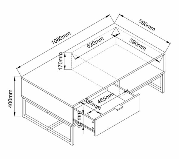 Table basse EVERGREEN 2 imitation chêne foncé et noir
