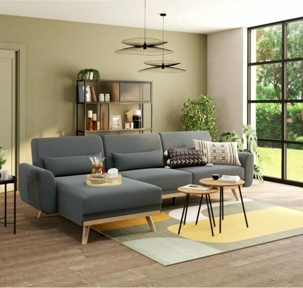 Canapé d'angle réversible convertible MARINE tissu Gris foncé