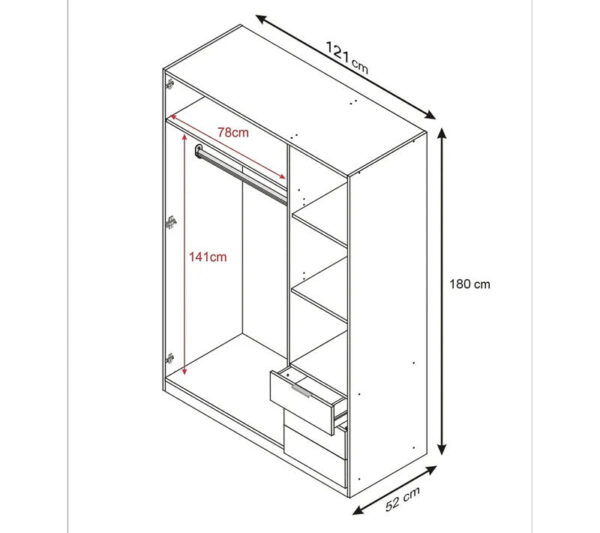 Armoire 3 portes et 3 tiroirs AYALA imitation Chêne
