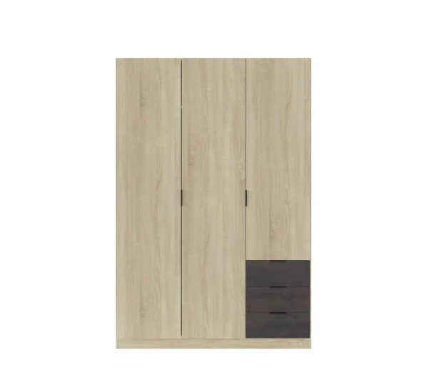 Armoire 3 portes et 3 tiroirs AYALA imitation Chêne