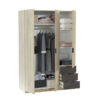 Armoire 3 portes et 3 tiroirs AYALA imitation Chêne
