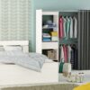 Armoire_dressing_extensible_MOKA_Blanc_perle_et_rideau_gris Armoire dressing extensible MOKA Blanc perle et rideau gris