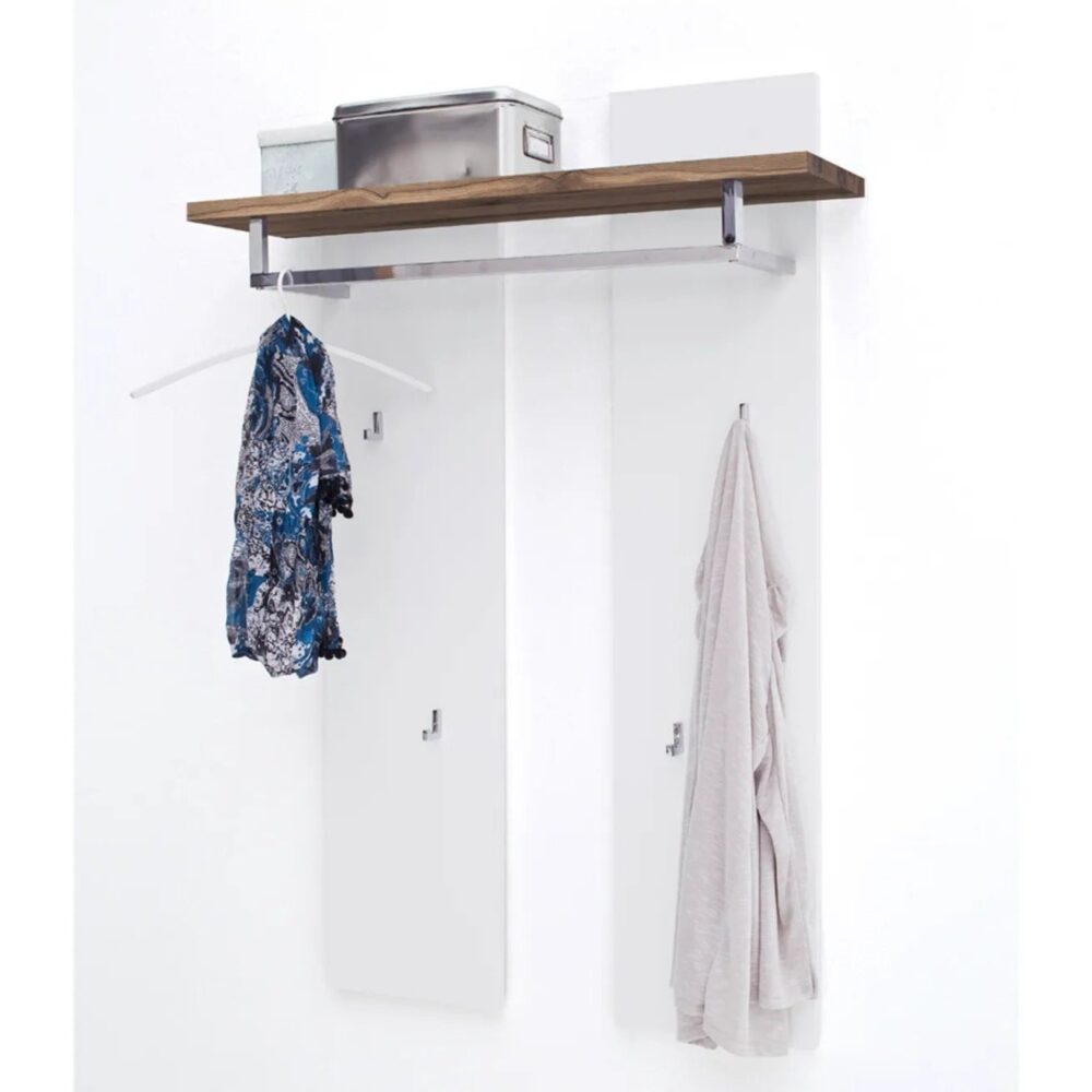 Penderie Murale Avec Étagère Coloris Laqué Blanc Mat - L91 X H135 X P25 Cm
