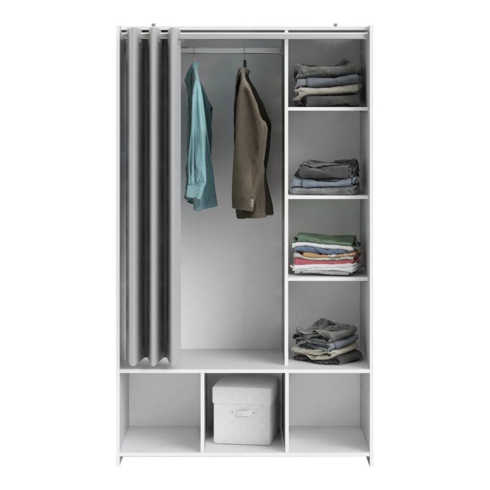 Kit dressing avec rideau gris L.105 cm OPTIMAL 2 blanc