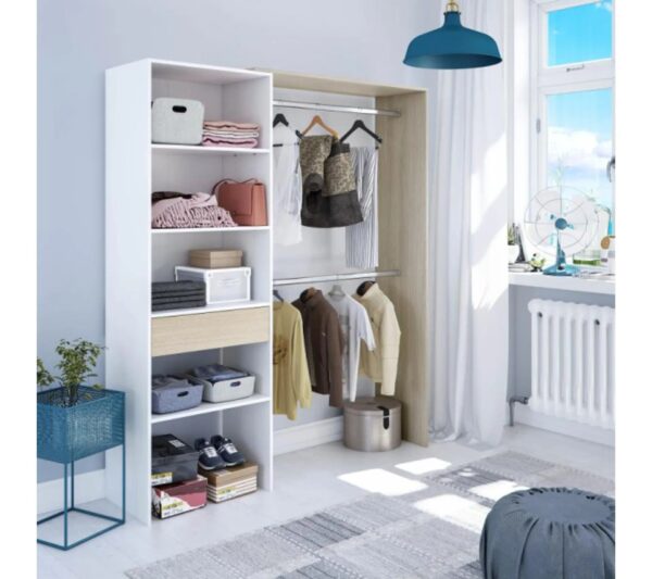 telechargement_04257b88-4cec-47c8-8a88-370fa563d10e Aménagement Dressing Réversible Blanc/chêne - Daji - L 158 X L 40 X H 187 Cm