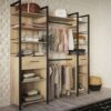 Aménagement Dressing Extensible Chêne/noir - Gari - L 140/179 X L 48 X H 207 Cm